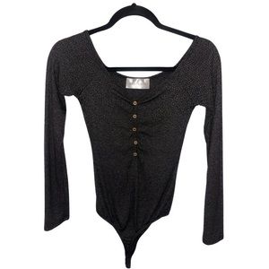 EUC Gray + Bleu Boutique Grey Bodysuit with Button Detailing